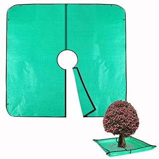 Landscape Pruning Tarp, 78.7“x78.7” Landscape Tarp for Trimming With 12 Inch Hole, Pruning Trees Waterproof Tarp, With Corner Buckles, Can Stand Up Fasten Around Trees and Shrubs