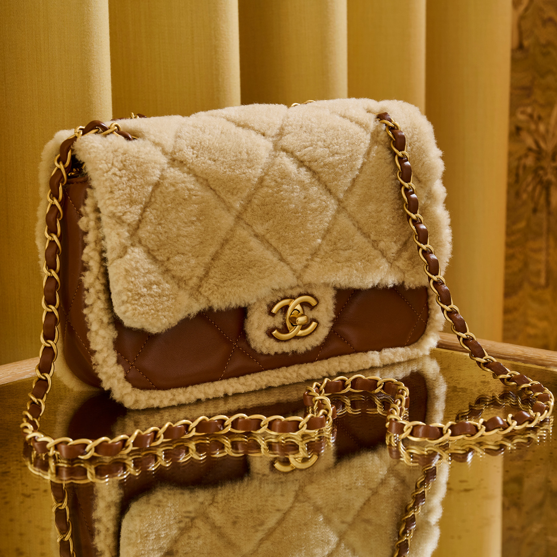 Chanel shearling bag sale