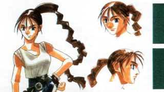 Lara Croft from a scan of Saturn Fan, featuring an anime design sent to Tomb Raider's developers in the '90s by publisher Victor.