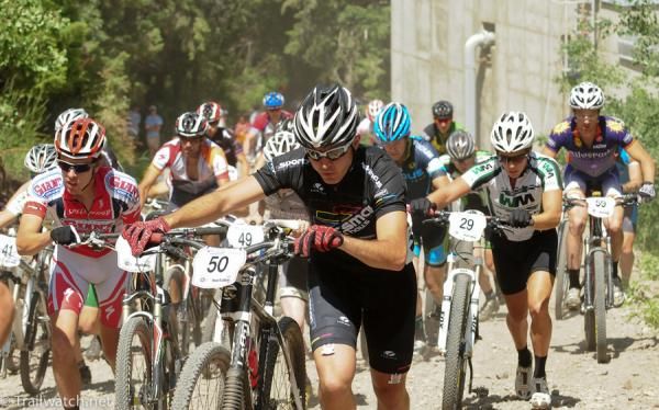 Riders in the back of the pack were forced off their bikes.