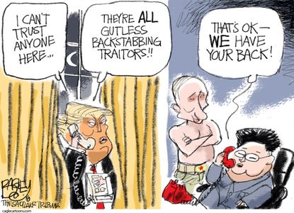 Political cartoon U.S. Trump Vladimr Putin Kim Jong Un traitor New York Times anonymous op-ed