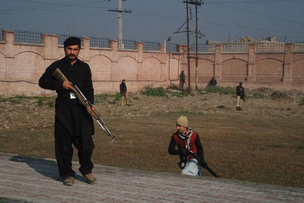 Security forces at Bacha Khan University.