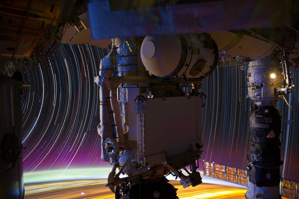 Colorful Star Trails Seen From the ISS