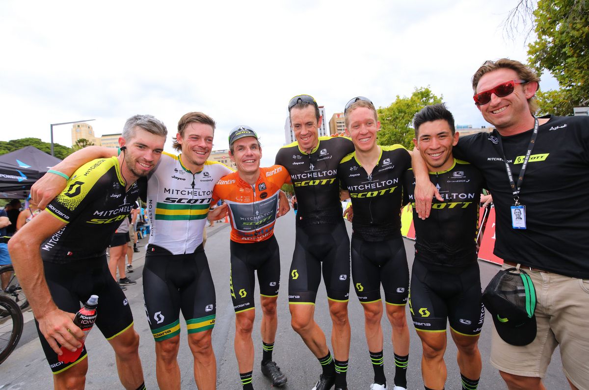 Matt White with his riders after sealing the overall win