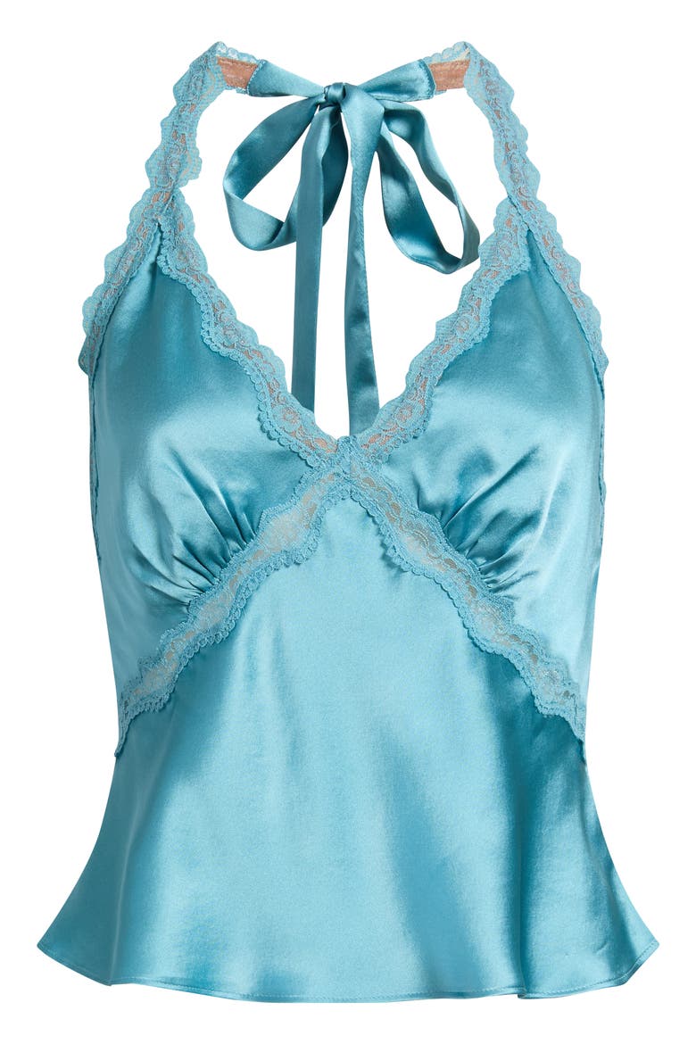 Monica Lace Trim Silk Halter Top