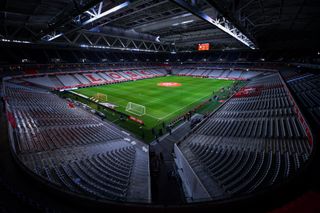 General view inside Lille's Stade Pierre-Mauroy ahead of a game against Stade Rennais in November 2024.