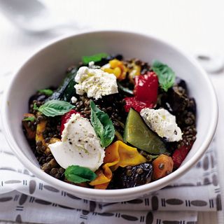 Puy Lentil Salad with Roasted Vegetables and Goats' Cheese