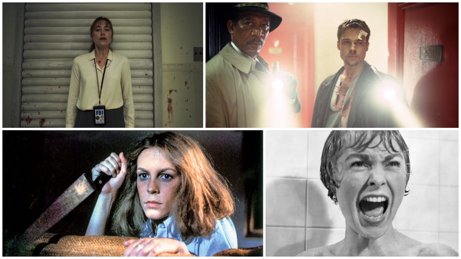 a collage of the best serial killer movies including longlegs seven halloween and psycho