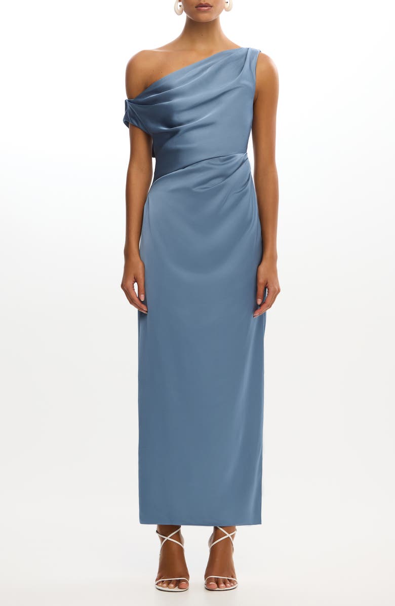 Alyssa Pleated One-Shoulder Satin Gown