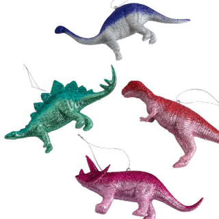 4pk Glitter Hanging Dinosaur Decorations