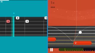 Simply Guitar (L) vs Yousician (R): Animated fretboard