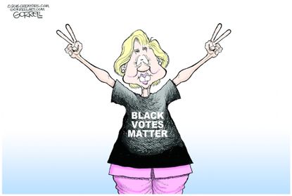 Political Cartoon U.S. Hillary Black Vote