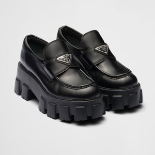 PRADA Brushed Leather Monolith loafers