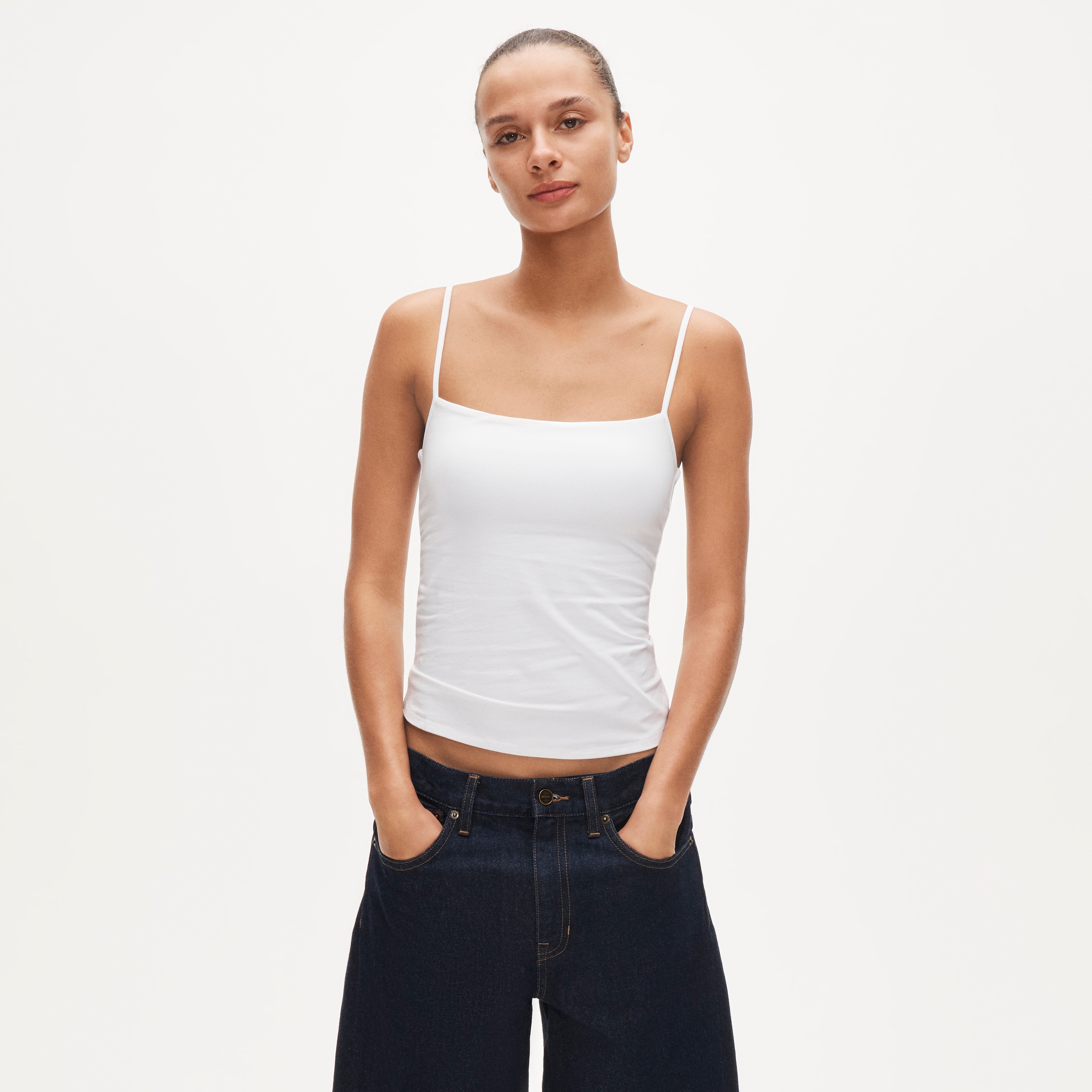 J.Crew, Stretch Cotton Shelf-Bra Tank Top