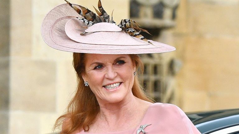 Sarah Ferguson, Duchess of York attends the wedding of Lady Gabriella Windsor and Thomas Kingston