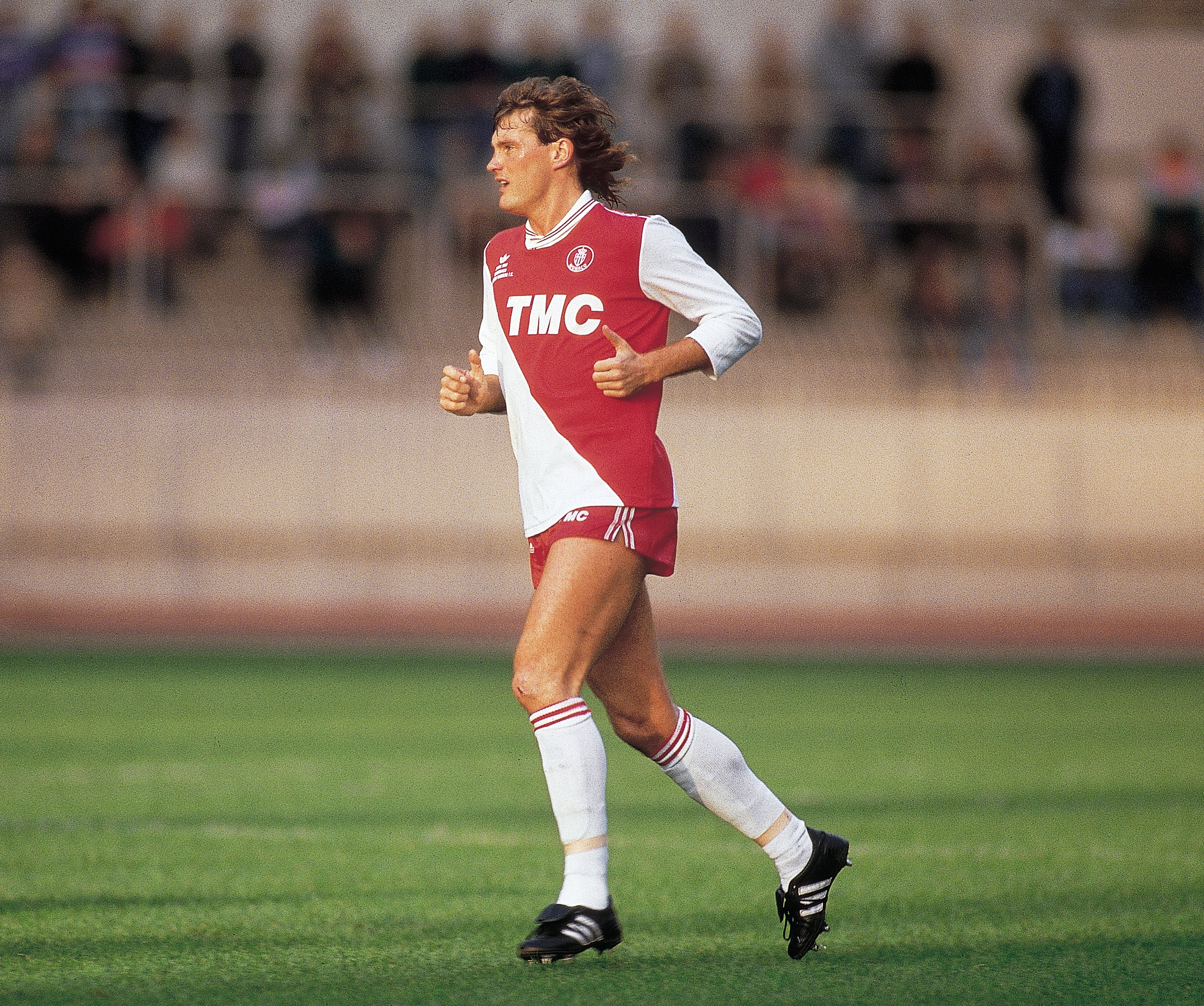 Glenn Hoddle in action for Monaco in a friendly against Rangers in November 1987.