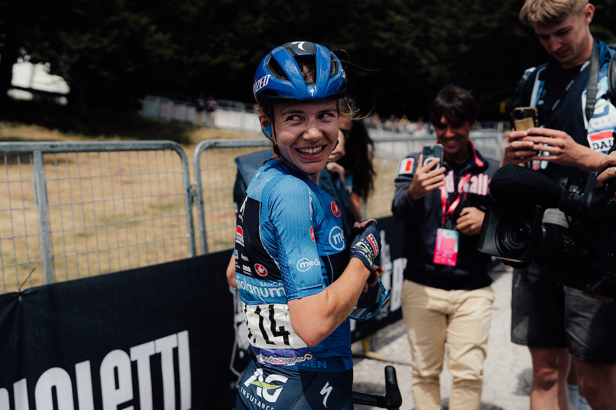 Sarah Gigante (AG Insurance-Soudal) after winning stage 7 of the Giro d'Italia Women 2025