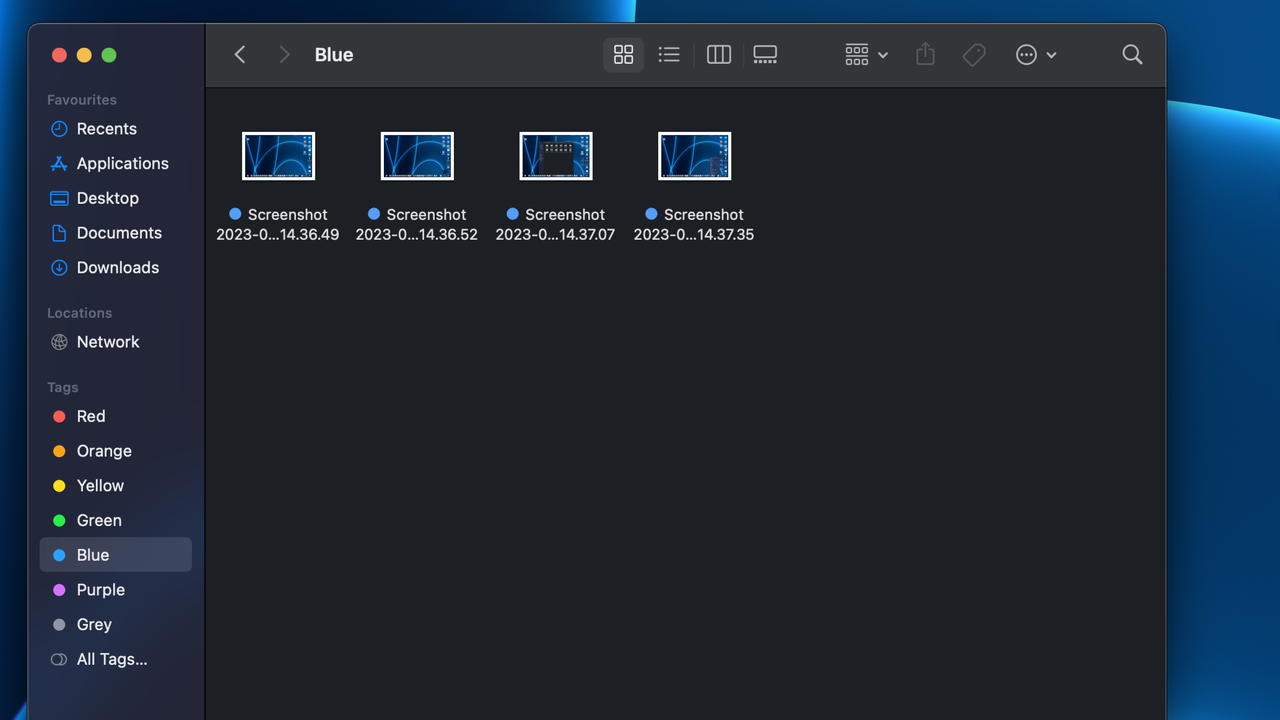 Screenshot of tags