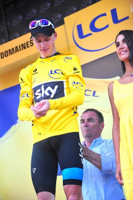 For the first time in Chris Froome's career he dons the maillot jaune at the Tour de France.