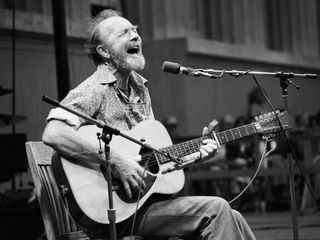 Pictured: Pete Seeger at the Bread and Roses III benefit concert, California, 1979