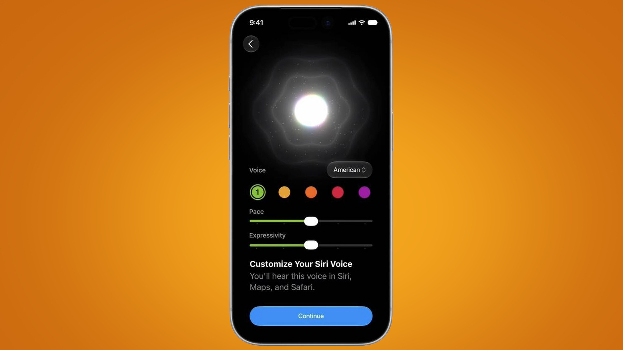 Siri AI で Siri の音声をパーソナライズするためのユーザー インターフェイス