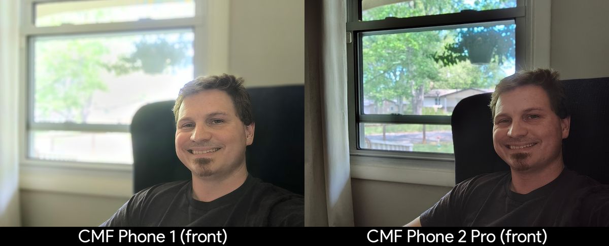 Camera samples from the front facing cameras of the CMF Phone 2 Pro and the CMF Phone 1