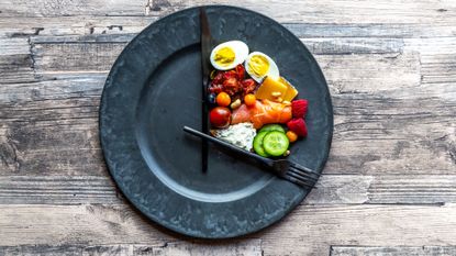 Plate of food split into thirds 