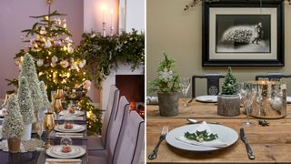 Mini tabletop Christmas trees as statement Christmas centerpiece ideas