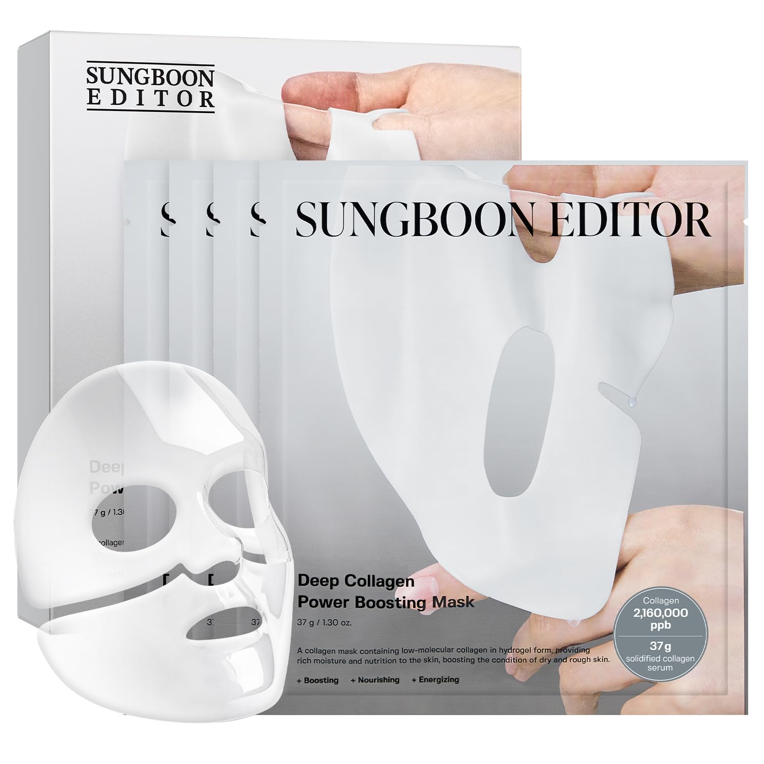 Sungboon Editor Deep Collagen Overnight Mask Hydrating Mask for Glass Skin, Wrinkle Care, Firming &amp;amp; Pore Refining 2,160,000ppb Collagen + 9 Peptides Stocking Stuffers for Women Korean Skincare, 4ea