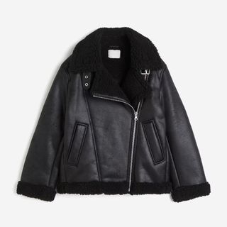 Oversized teddy-lined jacket cut out 