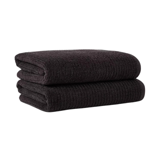 A set of black bath towels