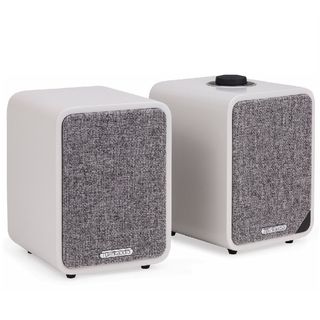 Ruark MR1 Mk2 speakers on white background
