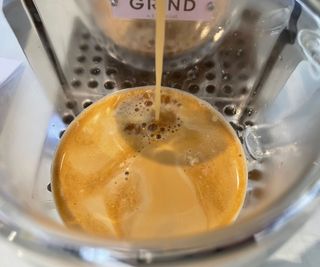 Grind One Pod Machine making an espresso