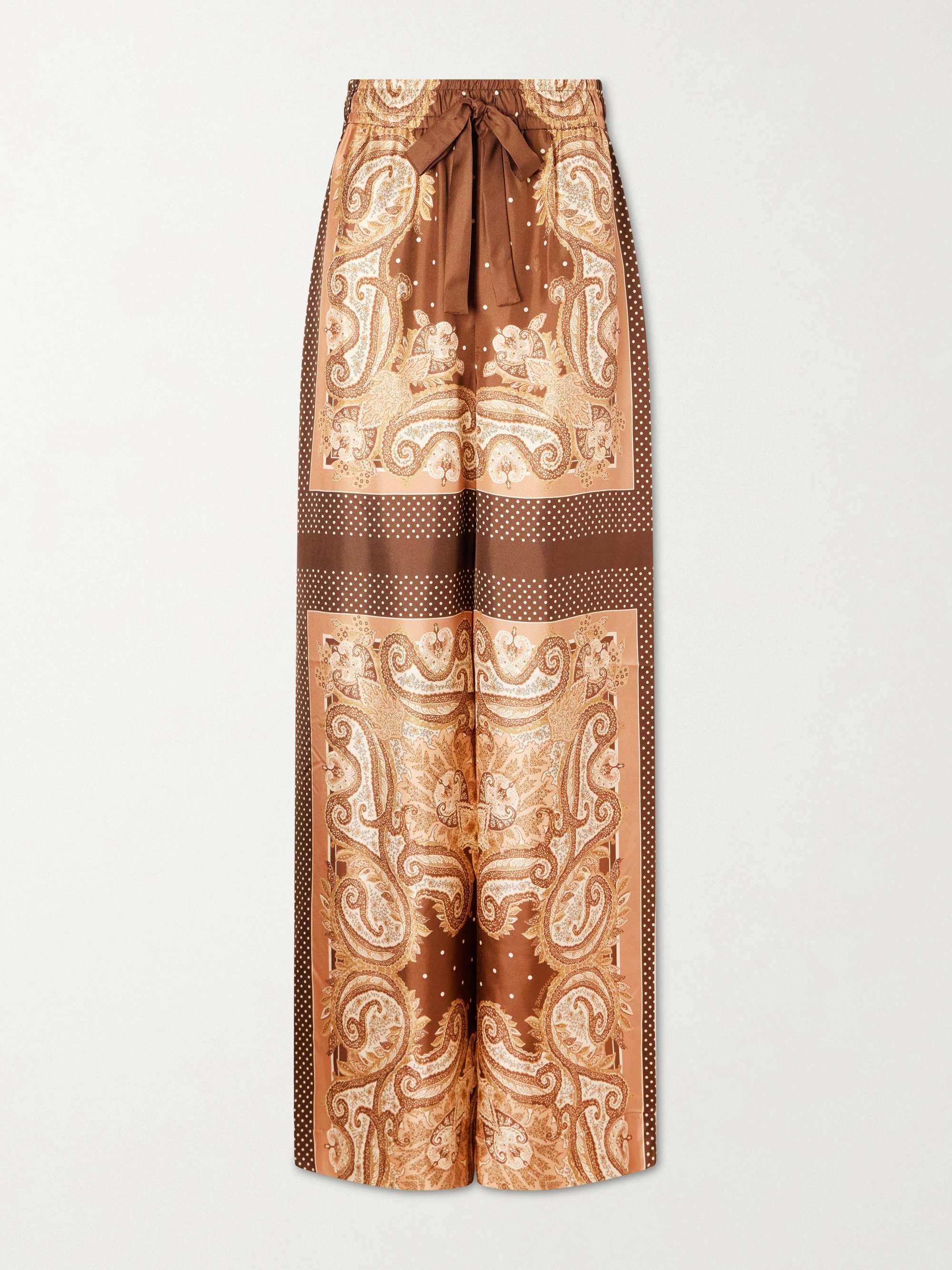 Luna Printed Silk-Twill Straight-Leg Pant