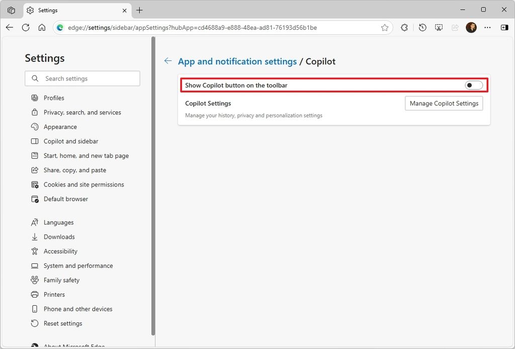 Edge disable Copilot