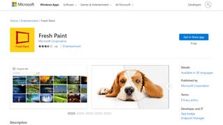 Website screenshot for Microsoft Fresh Paint