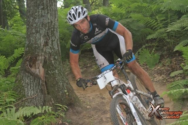 Nathan Guerra (Vision Cycling/ Attitude Sports) hangs on to the leader