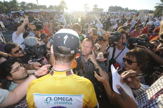 Mark Cavendish after winning the Tour of Qatar
