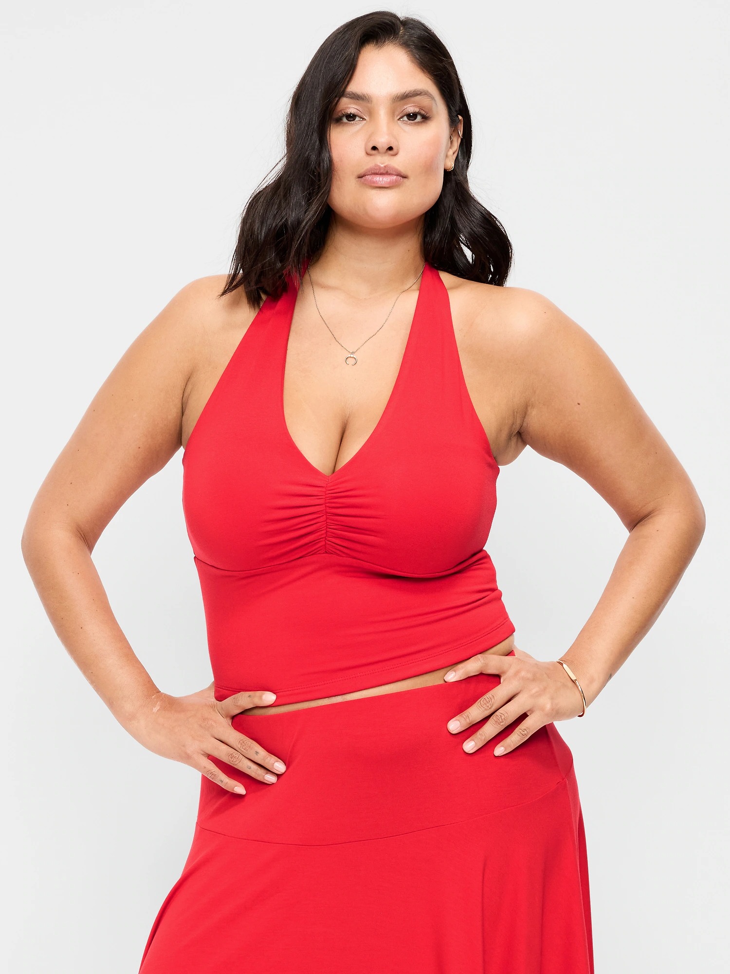Old Navy Jersey Cinch-Front Halter Top.