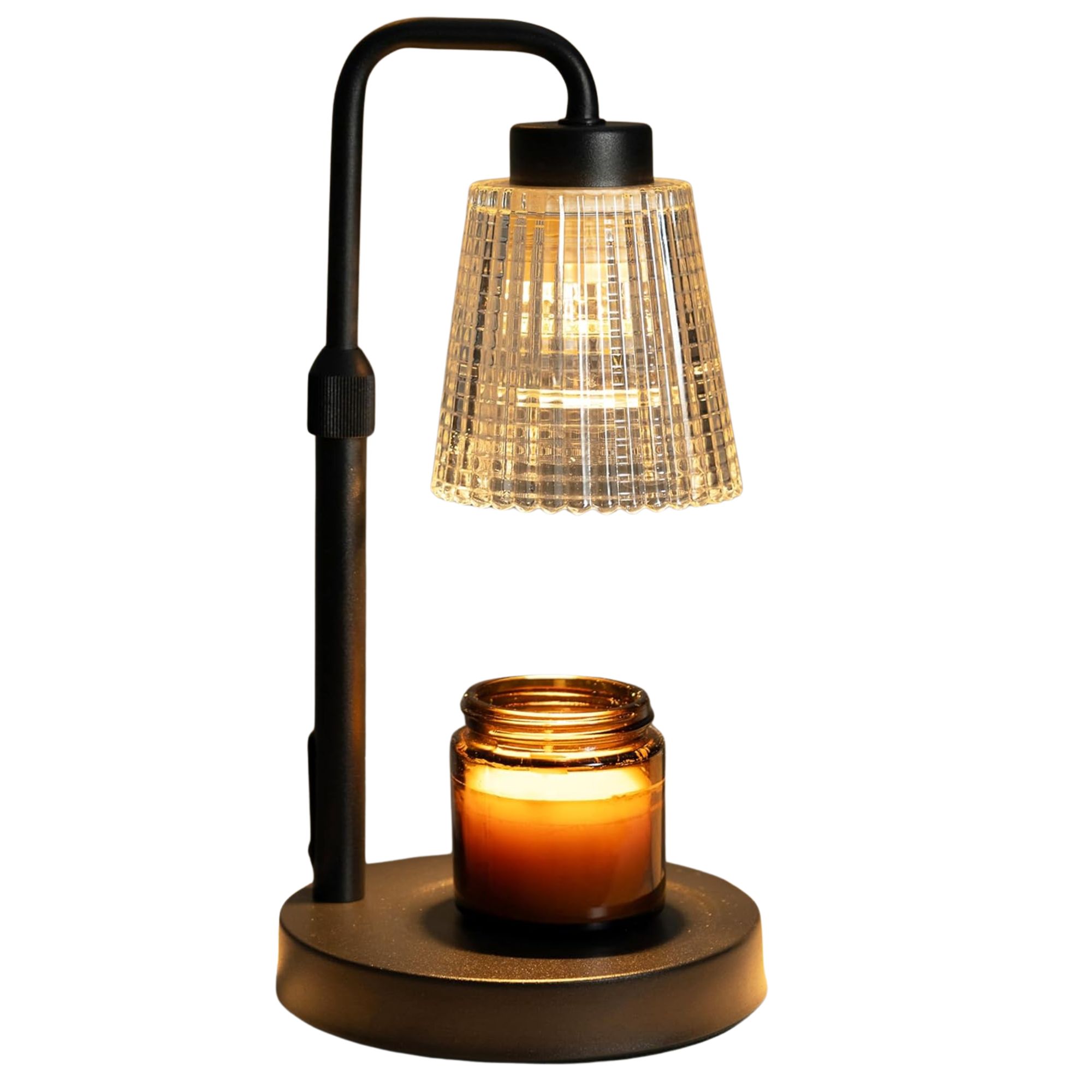 Candle warmer warming a brown glass vessel candle