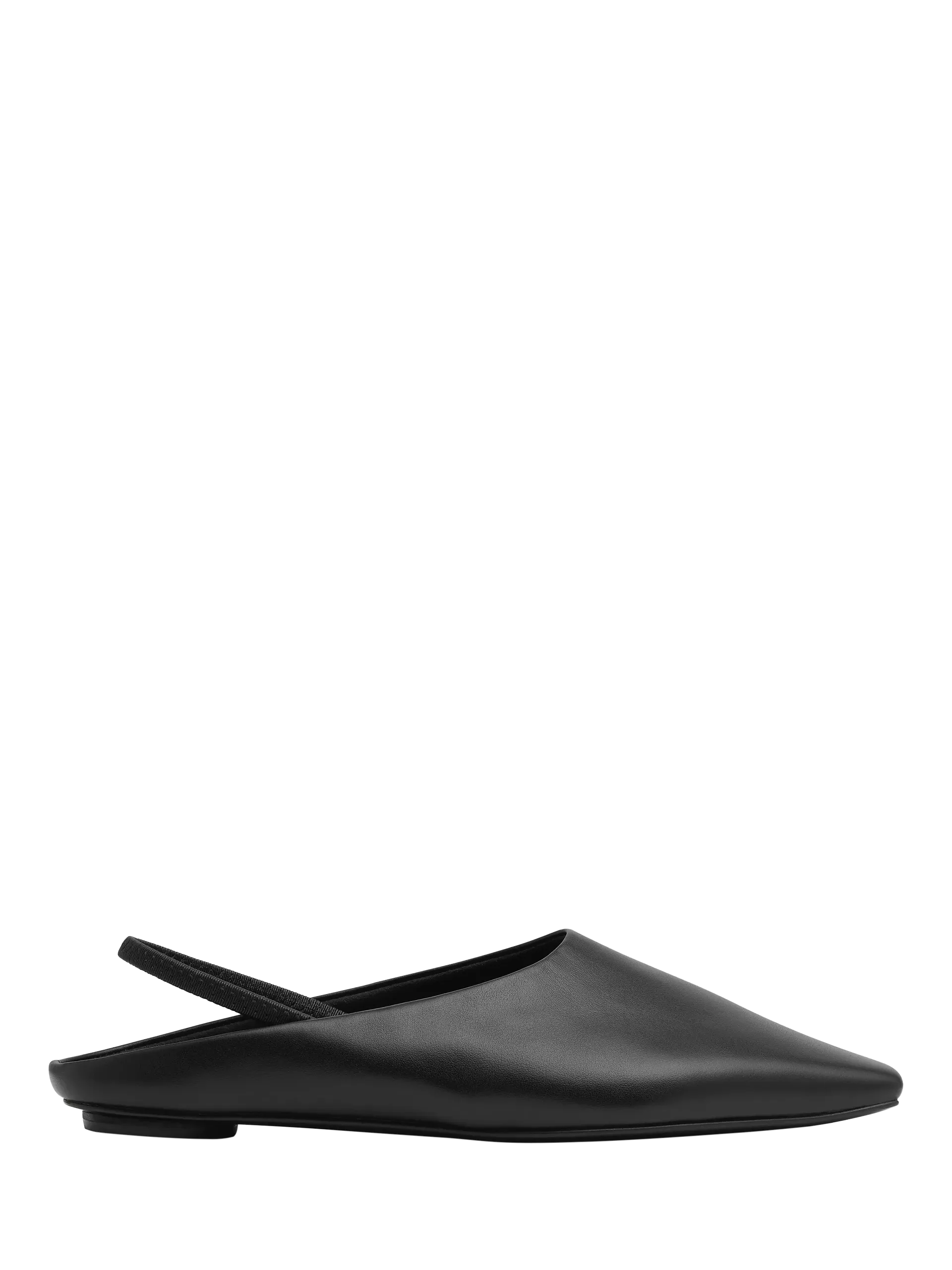 St. Agni Leather Classic Slip on Flat Slingback Sandals, Black