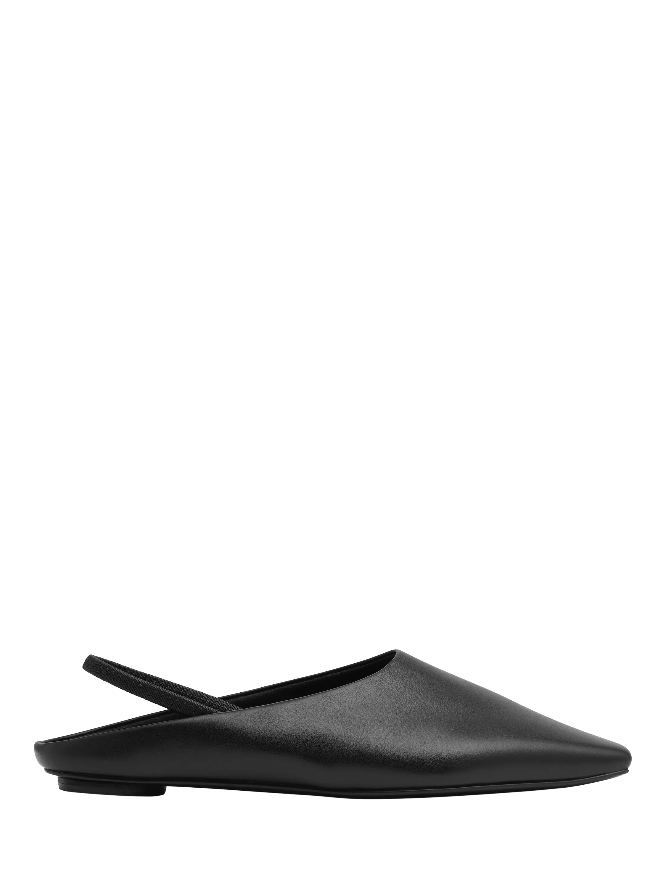 St. Agni Leather Classic Slip on Flat Slingback Sandals, Black