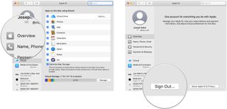 How to log out of iCloud on macOS: Click Overview and then click Sign Out