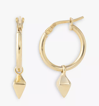 LARNAUTI Pyramid Charm Hoop Earrings, Gold (£70.00) | John Lewis
