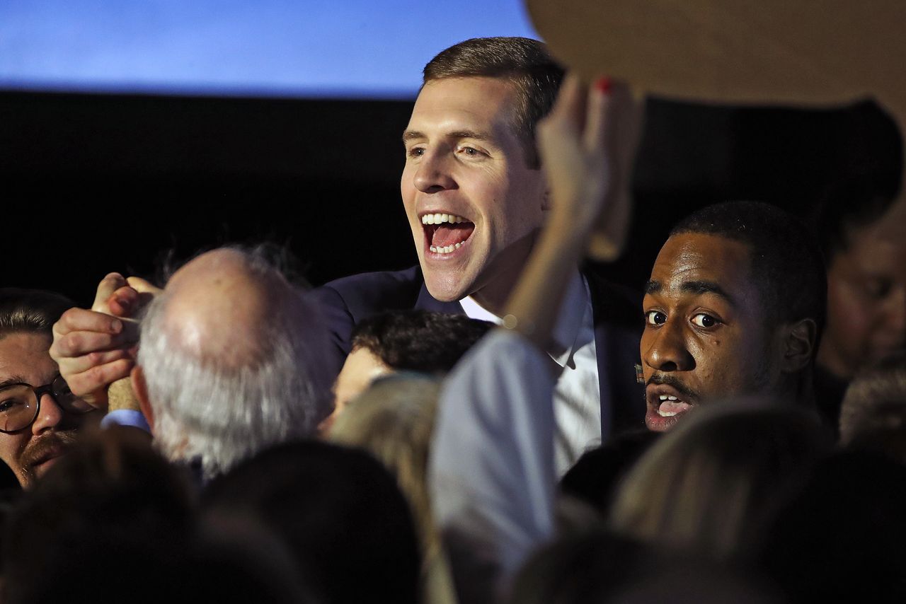 Conor Lamb celebrates his victory. 