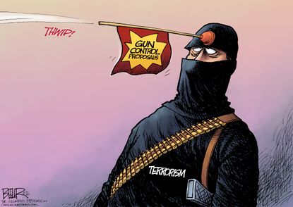 Political cartoon U.S. Gun control