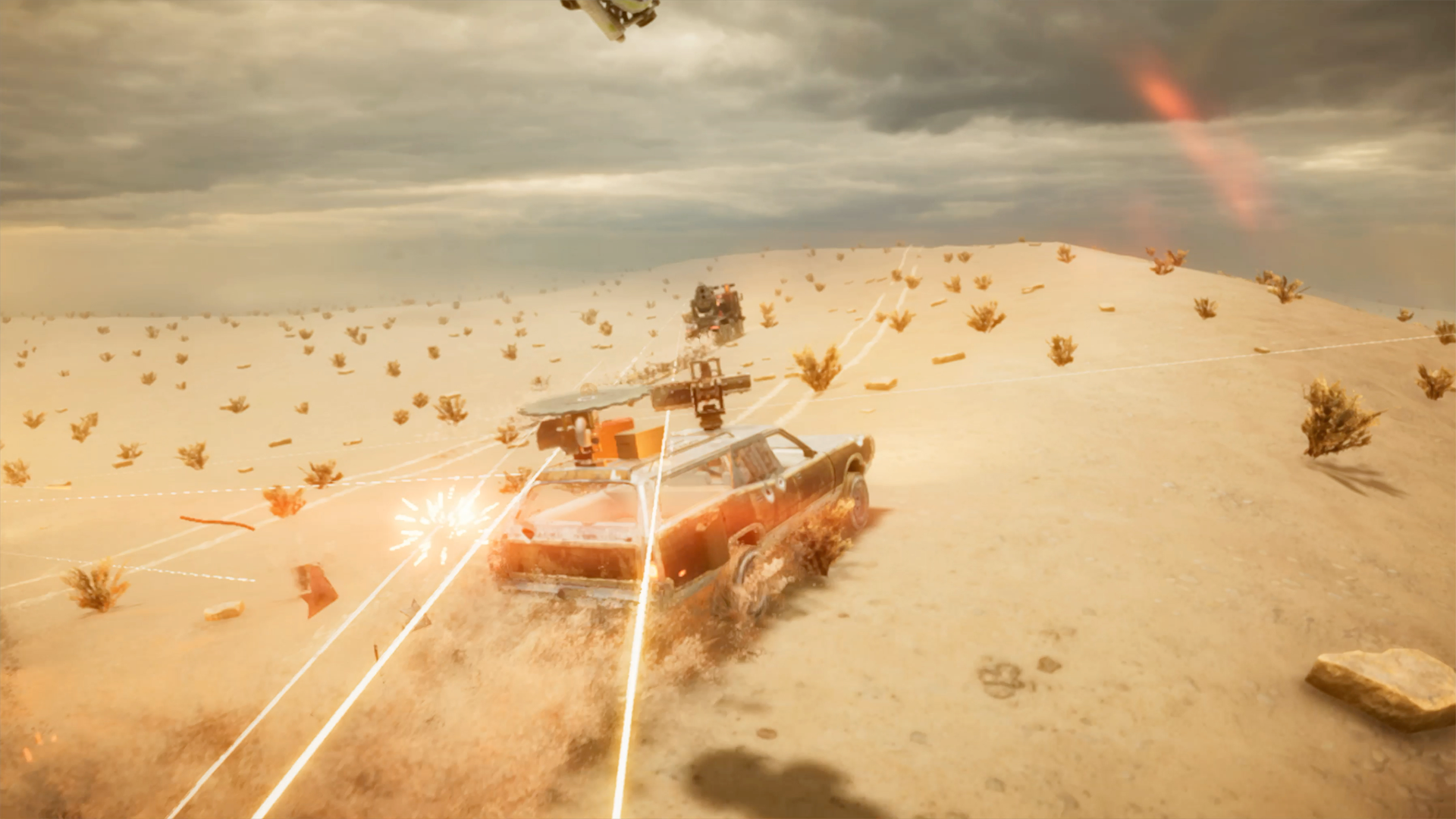 Drivers of the Apocalypse gameplay, with off-roading vehicles in what looks like a lot of Mad Max style environments