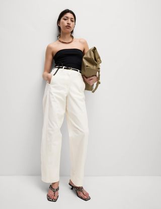 Clean Cotton Rich Carrot Leg Trousers