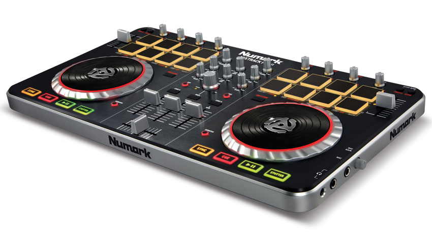 Mixtrack Pro II features a streamlined design with 16 backlit multifunction drum pads and illuminated touch-activated platters