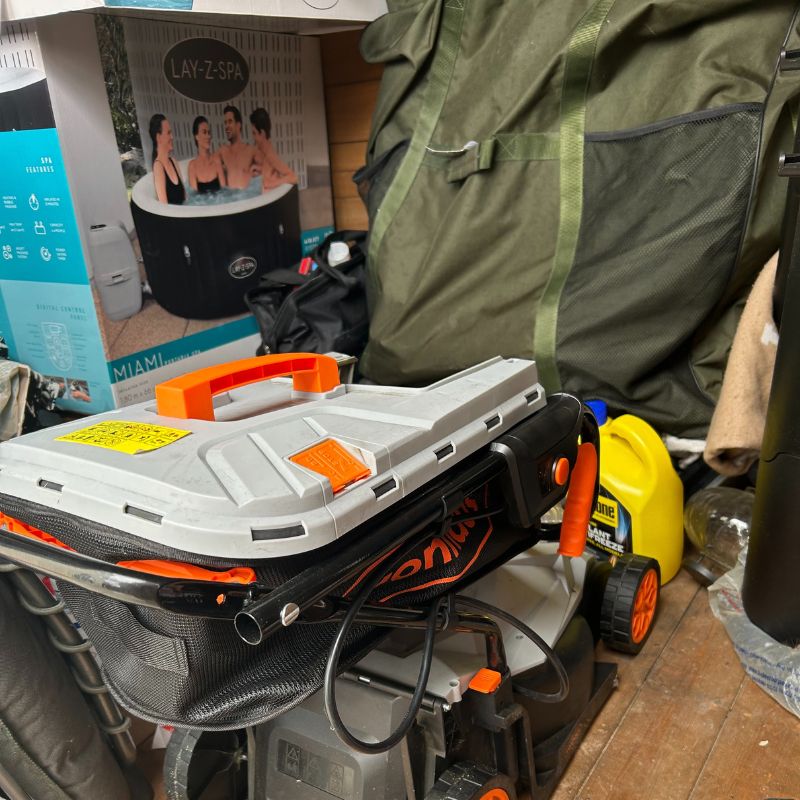 Vonhaus Cordless Lawn Mower 40V - stored in shed